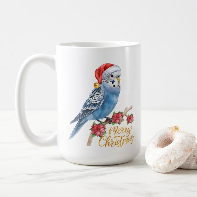 Budgie Weihnachten Kaffeetasse (Mit Donut)