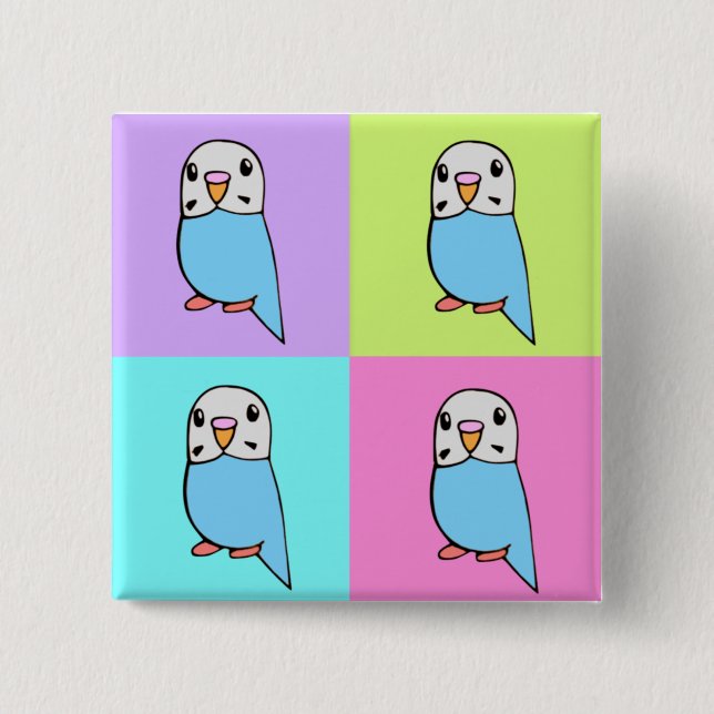 Budgies Pop-Kunst Button (Vorderseite)