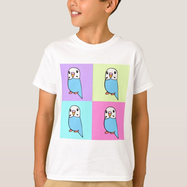 Budgies Pop-Kunst-T-Shirt T-Shirt (Vorderseite)