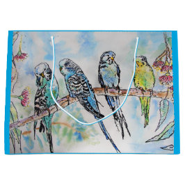 Budgies Watercolor Gum Tree budgie Vogelgeschenk B Große Geschenktüte