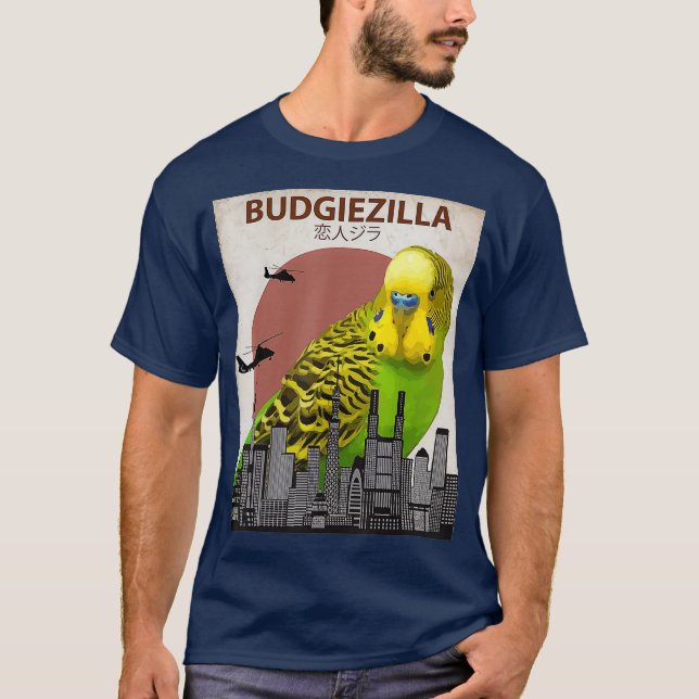 Budgiezilla Budgie für Budgerigar Parakeet T-Shirt (Vorderseite)