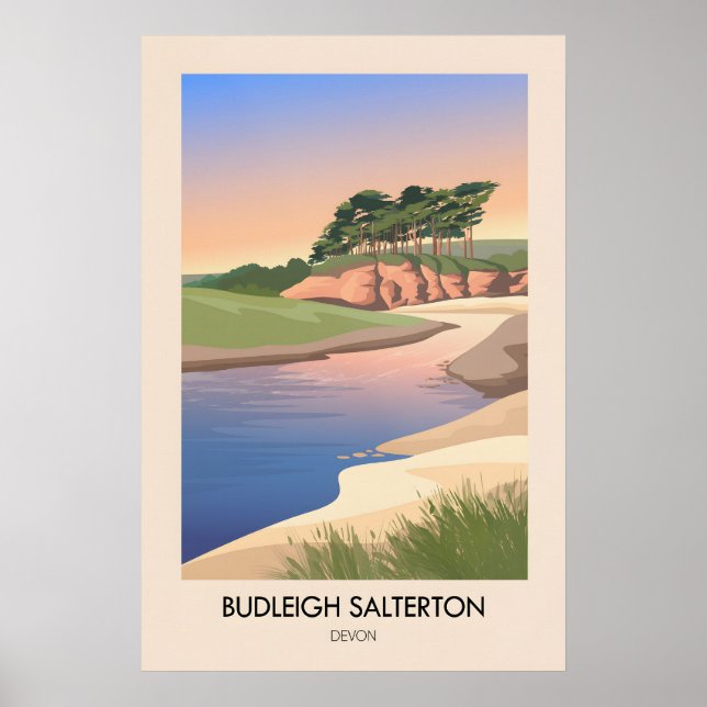 Budleigh Salterton Devon Küsten Reiseplakat Poster (Vorne)