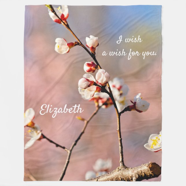 Buds of japan Apricot Blume Fleecedecke (Vorderseite)