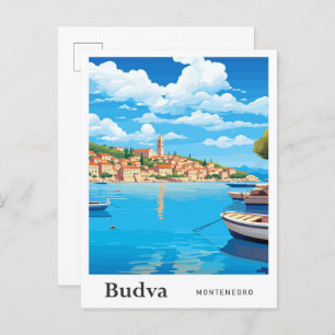 Budva Montenegro Art Vintage Reisevorführung Postkarte