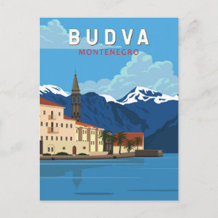 Budva Montenegro Retro-Reise-Kunst Vintage Postkarte
