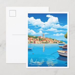Budva Montenegro Vintage-Reiseillustration Postkarte