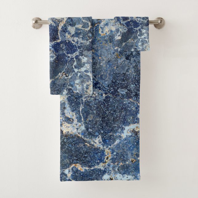 Bue Gray Black Marble & Beige Veins Badhandtuch Set (Insitu)