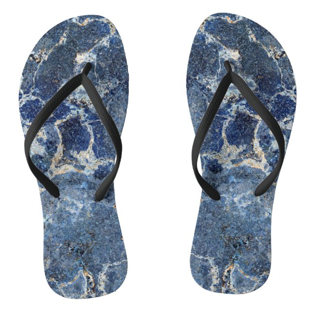 Bue Gray Black Marble & Beige Veins Flip Flops (Fußbett)