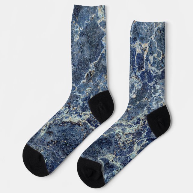 Bue Gray Black Marble & Beige Veins Socken (Linkes Detail)
