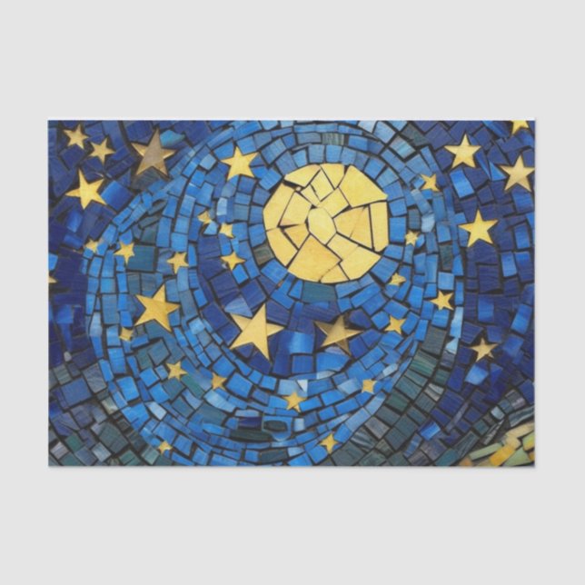 Bue Night Stars Mosaik Decoupage Seidenpapier (Vorderseite)