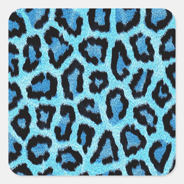 Bue Trendy Leopard Pattern Quadratischer Aufkleber (Vorderseite)