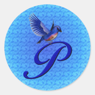 Buebird Monogram Initial P Elegant Runder Aufkleber