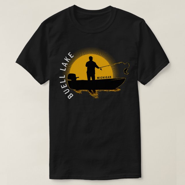 Buell Lake Fischen Michigan Sunrise T-Shirt (Design vorne)