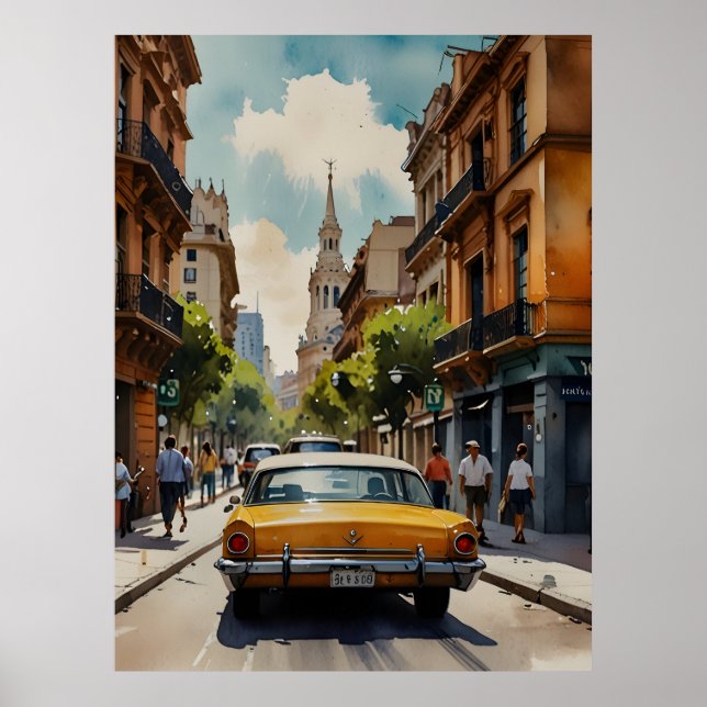 Buenos Aires Aquaremalkunst Poster (Vorne)