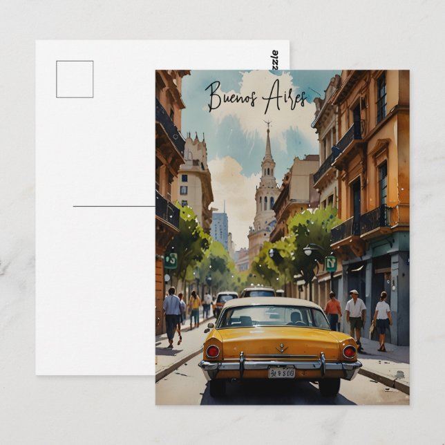 Buenos Aires Aquaremalkunst Postkarte (Vorne/Hinten)