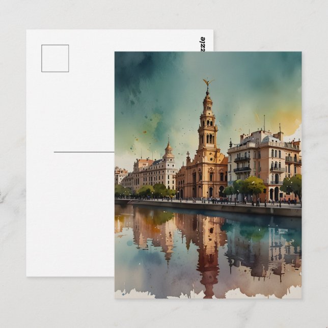 Buenos Aires Aquaremalkunst Postkarte (Vorne/Hinten)