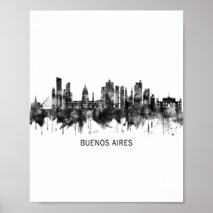 Buenos Aires Argentina Skyline BW Poster