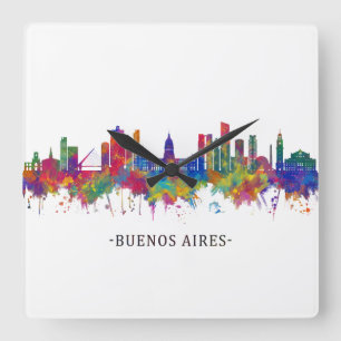 Buenos Aires Argentina Skyline Quadratische Wanduhr