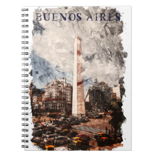 Buenos Aires Argentina Skyline Watercolor Notizblock