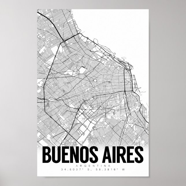 Buenos Aires Argentinien Minimalistische Karte Poster (Vorne)