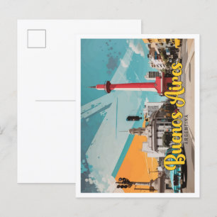 Buenos Aires Argentinien Pop-Art-Reiseillustration Postkarte