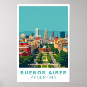 Buenos Aires Argentinien Vintage Reise Kunst Poster