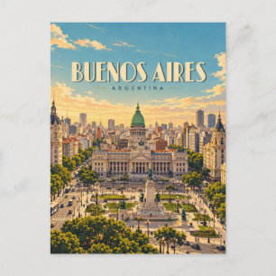 Buenos Aires Argentinien Vintage Reise Kunst Postkarte