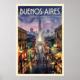 Buenos Aires Argentinien Vintage Reise Poster
