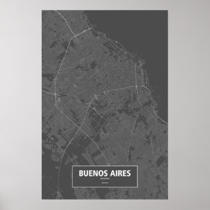 Buenos Aires, Argentinien (weiß auf Schwarzem) Poster