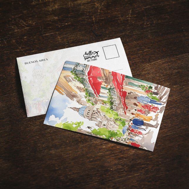 Buenos Aires Argentiniens Wasserfarbe Postkarte (Von Creator hochgeladen)