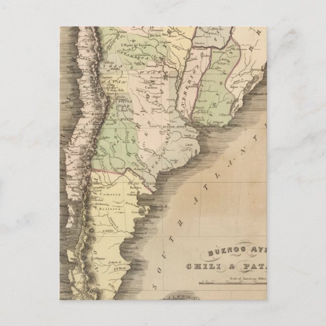 Buenos Aires, Chile und Patagonia Postkarte (Vorderseite)