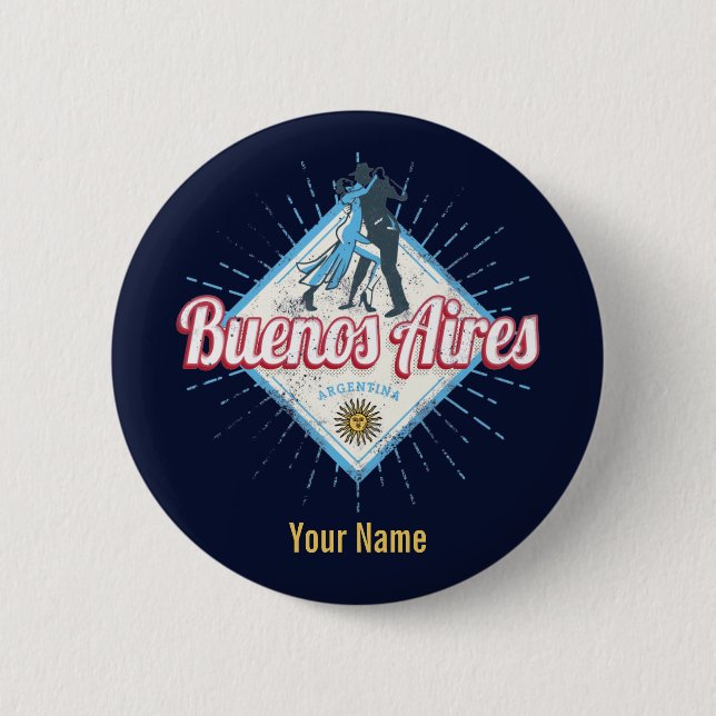 Buenos Aires City Argentina Retro Tango Vintag Button (Vorderseite)