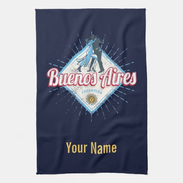 Buenos Aires City Argentina Retro Tango Vintag Geschirrtuch (Vertikal)