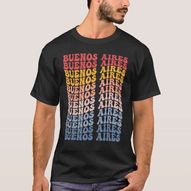 Buenos Aires City Groovy Retro T-Shirt (Vorderseite)