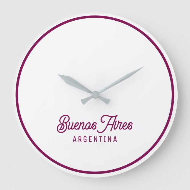 Buenos Aires Elegant Minimal Retro logo Large Cloc Große Wanduhr (Vorderseite)