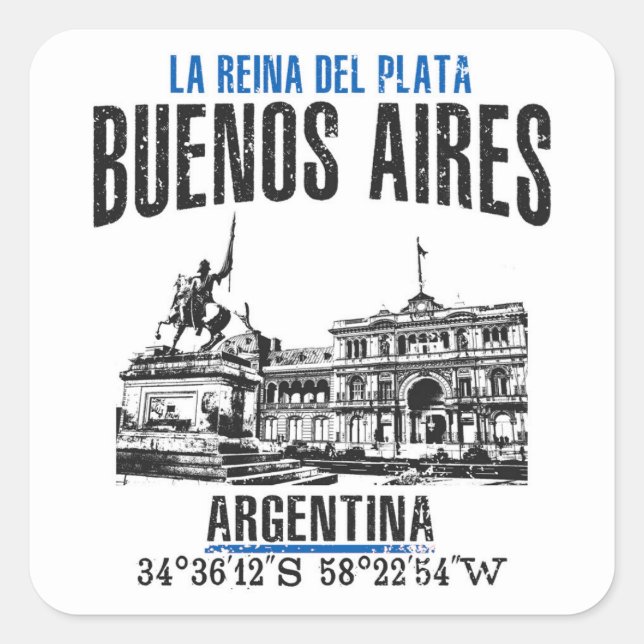 Buenos Aires Quadratischer Aufkleber (Vorderseite)