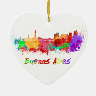 Buenos Aires skyline im Watercolor Keramikornament