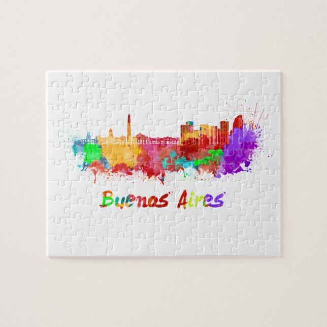 Buenos Aires skyline im Watercolor Puzzle (Horizontal)