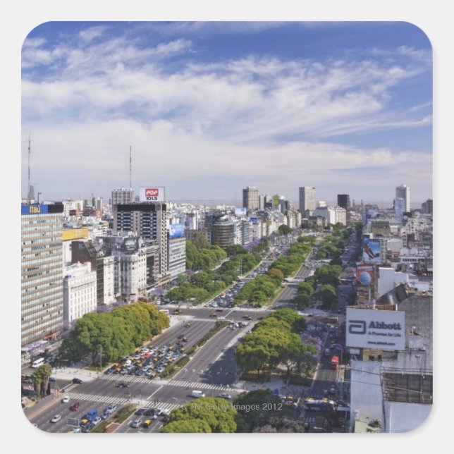 Buenos Aires Skyline Quadratischer Aufkleber (Vorderseite)