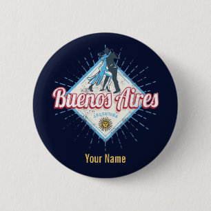 Buenos Aires Stadt Argentinien Retro-Tango Vintage Button