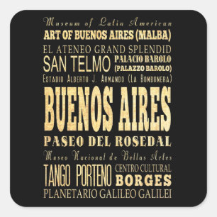 Buenos Aires Stadt Argentinien Typografie Kunst Quadratischer Aufkleber