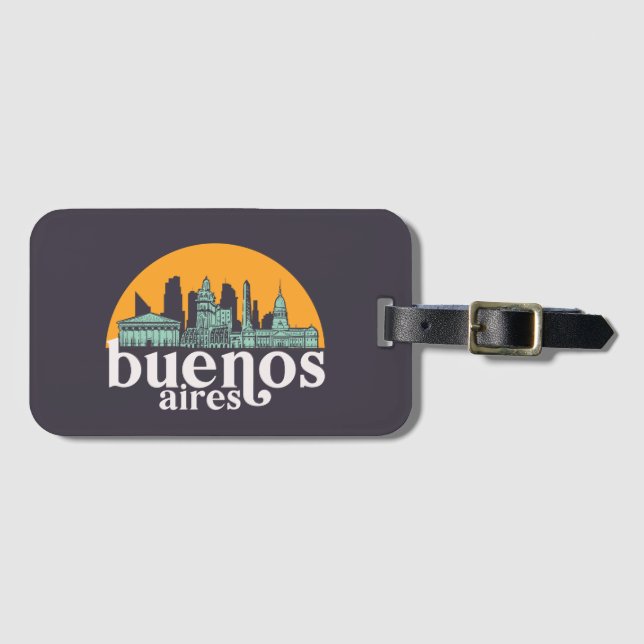Buenos Aires Vintage Stadt Skyline Stadtrundgang Gepäckanhänger (Vorderseite (Horizontal))