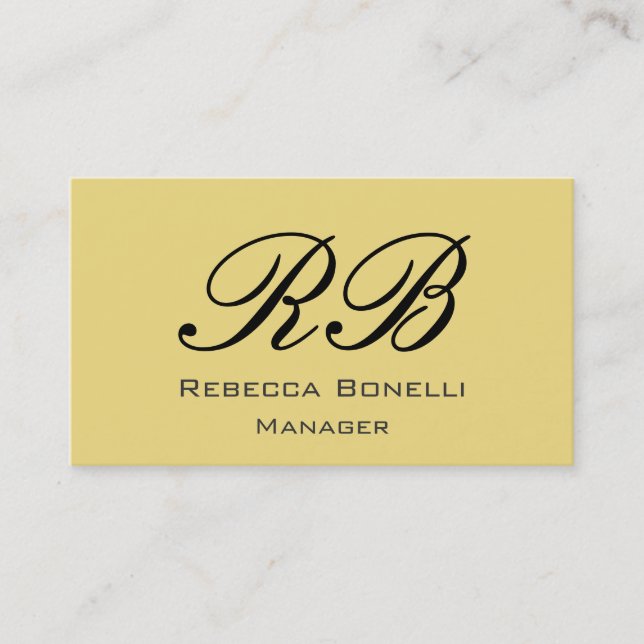 Buff Beige Black Monogram Manager Business Card Visitenkarte (Vorderseite)