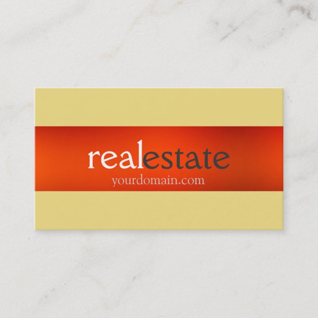 Buff Beige Orange Real Anwesen Agent Business Card Visitenkarte (Vorderseite)