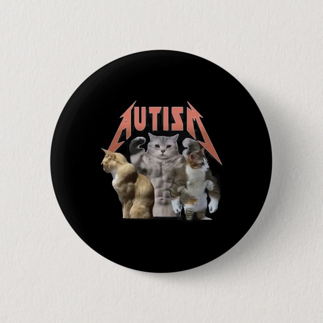 Buff Cats Autism Meme Button (Vorderseite)