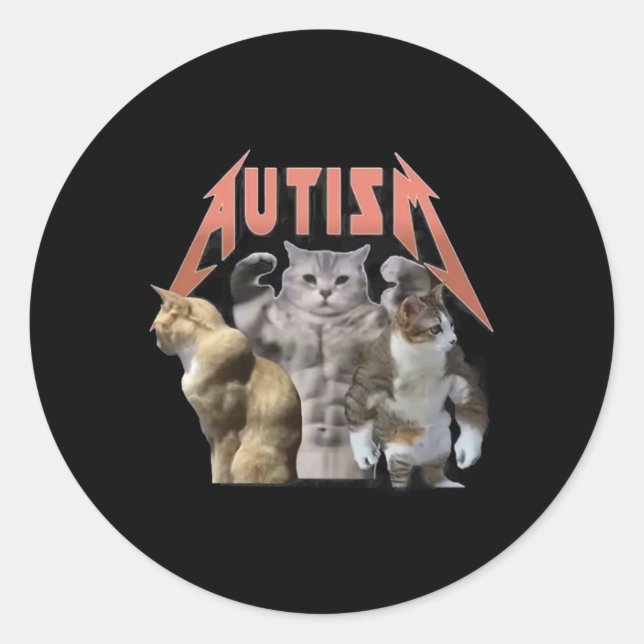 Buff Cats Autism Meme Runder Aufkleber (Vorderseite)