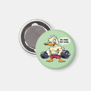 Buff Duck No Pain No Gain Gym Workout Cartoon Magnet