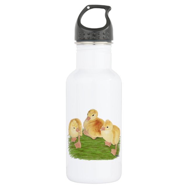 Buff-Gänseküken mit Schopf Edelstahlflasche (Vorderseite)