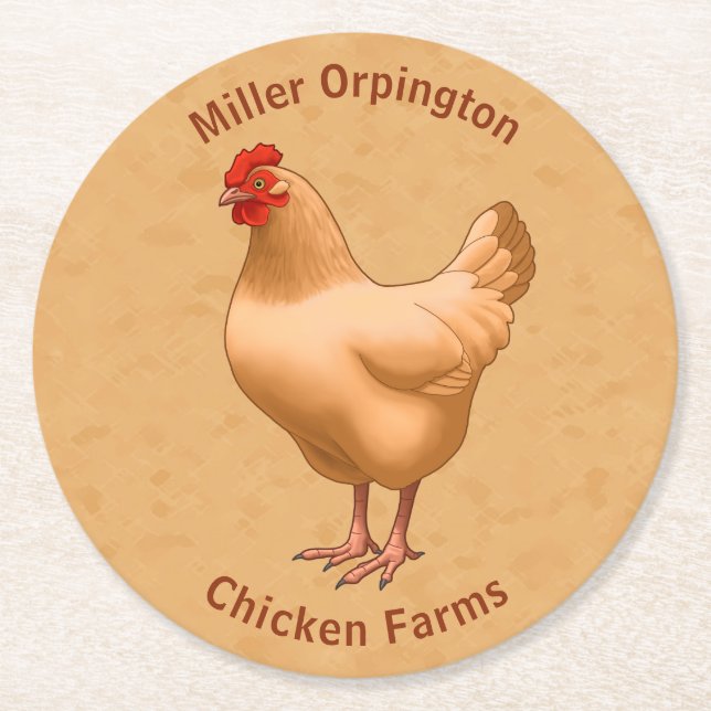 Buff Orpington Chicken Henne Runder Pappuntersetzer (Vorderseite)
