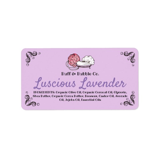 Buff puff Seifenspulschale Badsalze handgefertigte Adressaufkleber (Vorne)